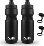 QuiFit Bike Water Bottle 2-Pack, 24oz Squeeze Bottles BPA Free, Leak Proof, Reusable Sport Jug with Dust Cover, Fit Most Bike Holders, for Cycling, Gym, Camping, Hiking(Black+Black, 24oz) - Image 2