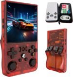 R36MAX Retro Gaming Console, 4-inch HD IPS Screen Handheld Game Console with 4000mAh Battery, Linux System Handheld Emulator Console with 30+ Emulators and Built-in 128G TF Card (Red) - Image 2