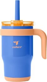 REDUCE 14 Oz Coldee Kids Tumbler with Lid and Straw - Coldee Insulated Travel Mug - Spill-Proof, Sweatproof Stainless Steel, BPA-Free - Includes Handle, Reusable Silicone Straw - Touchdown Blue - Image 2
