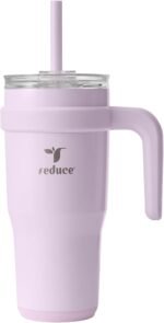 REDUCE 24 oz Stainless Steel Tumbler with Handle - Dual-Wall Vacuum Insulated Travel Mug, Sweat-Proof Lid & Reusable Straw - Keeps Drinks Cold for 24 Hrs, Fits Cupholders, Dishwasher Safe - Lilac Bud - Image 2