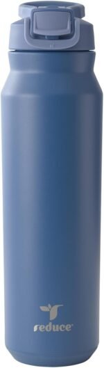 REDUCE 32 oz Hydrate Pro Stainless Steel Insulated Water Bottle - Flip Top Leak-Proof Lid, Dishwasher Safe, BPA-Free, Dual Wall Vacuum, Keeps Drinks Cold for 48 Hrs, Cup Holder Friendly - Mineral Blue - Image 2
