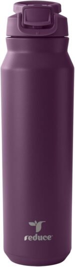REDUCE 32 oz Hydrate Pro Stainless Steel Insulated Water Bottle - Flip Top Leak-Proof Lid,Dishwasher Safe, BPA-Free, Dual Wall Vacuum, Keeps Drinks Cold for 48 Hrs, Cup Holder Friendly - Midnight Plum - Image 2