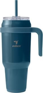 REDUCE 50 oz Stainless Steel Tumbler with Handle - Dual-Wall Vacuum Insulated Travel Mug, Sweat-Proof Lid & Reusable Straw - Keeps Drinks Cold for 24 Hrs, Fits Cupholders, Dishwasher Safe - Dark Web - Image 2