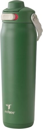 REDUCE Aura Vacuum Insulated 26 oz Water Bottle - Leak-Proof & Chug Spout for Quick Hydration - Keeps Drinks Cold for 30 Hours - Removable Handle for Travel or Gym - Soft Sit Base - Fairway Green - Image 2