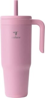 REDUCE Chiller Vacuum Insulated 40 oz Tumbler with Spill-Proof Silicone Straw - Sustainable Tritan Lid with Water Intake Markers - Soft Sit Base Travel Mug - Dishwasher Safe - Cosmetic Pink - Image 2