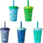 REDUCE GoGo's Kids Portable Tumbler Cups with Lids and Spill-Proof Straws - 5 Pack of Stackable 12 oz Tumblers with Twist-On Lids - Easy Storage, Dishwasher Safe - Scavenger Boy Set - Image 2