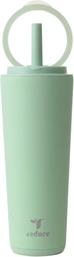 REDUCE Halo 24 oz Stainless Steel Vacuum Insulated Tumbler - Spill Proof Travel Mug with Flip Handle Lid - Keeps Drinks Cold for 32 Hrs - Dishwasher Safe - Cupholder Friendly - Matcha - Image 2