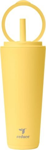 REDUCE Halo 32 oz Stainless Steel Vacuum Insulated Tumbler - Spill Proof Travel Mug with Flip Handle Lid - Keeps Drinks Cold for 32 Hrs - Dishwasher Safe - Cupholder Friendly - Pineapple - Image 2