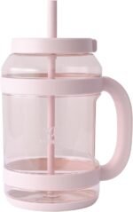 REDUCE WaterDay 80 oz Water Jug with Time/Ounce Markings - Spill-Proof Straw, Durable Tritan - Big Water Bottle for Daily Hydration - Dishwasher Safe, Clear & Easy to Clean, Pink Quartz - Image 2