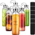 REUJIHXY 2Pcs 16 Ounce Glass Water Bottles, Reusable Water Bottles with Airtight, Stainless Steel Lids Carrying Strap And Nylon Water Bottle Protective Sleeves for Hot Or Cold Drinks (2) - Image 2