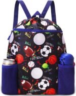 RHCPFOVR Drawstring Backpack for Kids - Swim Bag for Beach Lightweight Waterproof Sports Gym Bag With Two Water Bottle Holder - Image 2
