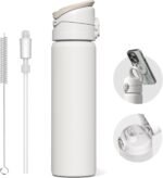 RHINOSHIELD AquaStand Magnetic Bottle 23 oz | Stainless Steel Insulated Water Bottle with Straw Lid, Sport Bottle with MagSafe Compatible Handle, Tripod with Adjustable Angles, Leak Proof - White - Image 2