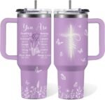 RHONGE Christian Gifts for Women Faith, 30 Oz Stainless Steel Vacuum Christian Tumbler, Birthday Christmas Graduation Gifts For Women Mom Sister Best Friends, Purple Christmas Coffee Insulated Cup - Image 2