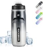 ROCKBROS Insulated Bike Water Bottle 21oz BPA-Free Squeeze-Style Sports Water Bottle with Lightweight Leak-Proof Design for Cycling, Camping,Gym, Hiking Black gradient - Image 2