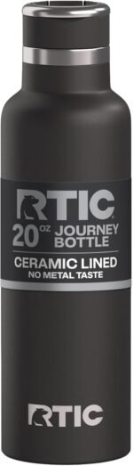 RTIC 20oz Journey Water Bottle Ceramic Lined Metal Stainless Steel Vacuum Insulated, BPA Free, Reusable, for Water, Hot and Cold Drinks, Travel, Sports, Camping, Black - Image 2