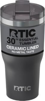 RTIC 30oz Essential Tumbler with Lid, Ceramic Lined, Insulated, Stainless Steel, Metal, Double Wall Vacuum-Insulation, Travel Cup for Iced Coffee, Tea, Hot and Cold Drink, Graphite - Image 2