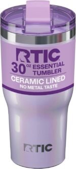 RTIC 30oz Essential Tumbler with Lid, Ceramic Lined, Insulated, Stainless Steel, Metal, Double Wall Vacuum-Insulation, Travel Cup for Iced Coffee, Tea, Hot and Cold Drink, Lavender Glitter - Image 2
