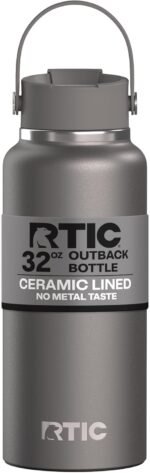 RTIC 32oz Outback Water Bottle, Ceramic Lined, Insulated, Stainless Steel, Double Wall Vacuum-Insulation, Leak-Proof Lid, BPA-Free Water Flask Hiking, Running, Sports, Outdoor, Graphite - Image 2