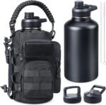 RXW 64 oz Insulated Water Bottle with Sleeve, Half Gallon Stainless Steel Tactical Water Jug Large Military Water Bottle with 3-IN-1 Pouch/3 Lids/Straw/Paracord Handle for Gym, Camping, Workout - Image 2