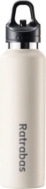 Ratrabas Insulated Water Bottle 21 OZ, Insulated Tumbler with One-Touch Open, Travel Water Bottle with Leak-Proof Design, Sports Water Bottle for Women & Men (White) - Image 2