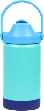 Re-Play 12 oz Water Bottle for Kids - Vacuum-Insulated Stainless Steel Tumbler with Flip-Straw, Silicone Base and Handle - Spill and Leak-Proof Design, Dishwasher and Freezer Safe, True Blue - Image 2