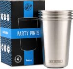 Real Deal Steel Stainless Steel 16 oz Pint Cups Stackable Single Wall Tumblers, Eco Friendly Premium Metal Drinking Glasses (Stainless Steel) - Image 2