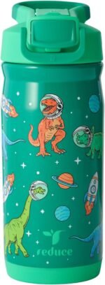 Reduce Hydrate Pro Kids 14oz Stainless Steel Insulated Water Bottle w/Straw – Spill Proof Tumbler for Kids – 30 Hour Cold Retention – Dishwasher Safe Leak-Proof Design - Jurassic Space - Image 2