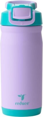 Reduce Hydrate Pro Kids 14oz Stainless Steel Insulated Water Bottle w/Straw – Spill Proof Tumbler for Kids – 30 Hour Cold Retention – Dishwasher Safe Leak-Proof Design - Mermaid Purple - Image 2