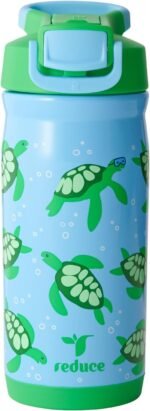 Reduce Hydrate Pro Kids 14oz Stainless Steel Insulated Water Bottle w/Straw – Spill Proof Tumbler for Kids – 30 Hour Cold Retention – Dishwasher Safe Leak-Proof Design - Scuba Turtles - Image 2