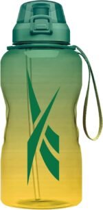 Reebok Premium Plastic Sports Water Bottle, BPA Free | Ideal for Camping, Sports, Gym and Outdoor Activities (64 oz, Green/Yellow) - Image 2