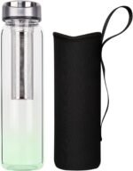 Reeho 32 oz Glass Water Bottle with Tea Infuser reusable Tea Tumbler with Strainer portable Travel Mug with Sleeve for Loose Leaf Tea, Cold Brew Coffee, Infused Fruit Water (Green) - Image 2