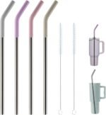 Replacement Straws for 40oz Tumblers,Metal Straws Reusable Compatible with Stanley 40oz Cup, 40 oz Tumbler Straw,4 Pack 12" Extra Long,3" Wide, Stainless Steel Straws with Silicone Tips and Brush - Image 2