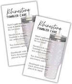 Rhinestone Bling Jeweled Cup Tumbler Custom Mug Care Instruction Cards 50 pk 2x3.5” Tags Stickers Washing Instructions Glitter DIY Price Tags - Image 2