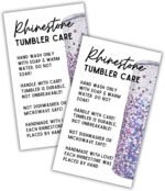 Rhinestone Bling Jeweled Purple Cup Tumbler Custom Mug Care Instruction Cards 50 pk 2x3.5” Tags Stickers Washing Instructions Glitter DIY Price Tags - Image 2