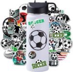 RhythmFit Soccer Gifts for Boys – 18 oz Soccer Water Bottle with 100 PCS Stickers, Stainless Steel Insulated Bottle, Sports Gear & Stuff for for Boys - Image 2