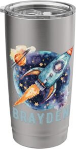 Rocket Outer Space Astronaut Custom BRAYDEN Stainless Steel Insulated Tumbler - Image 2