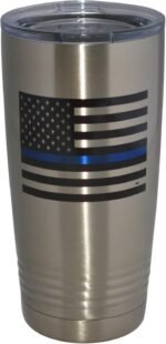 Rogue River Tactical Thin Blue Line Flag Police Officer 20 Oz. Travel Tumbler Mug Cup w/Lid Vacuum Insulated Law Enforcement PD Gift - Image 2