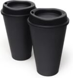 Rolling Sands USA Made 16 oz Reusable Coffee Cups with Lids 2 Pk, To Go Travel Cups, Hot or Cold Drinks, Dishwasher and Microwave Safe, Black - Image 2