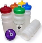 Rolling Sands USA Made 20 Ounce Sports Water Bottles - 6-Pack BPA-Free Blank Sports Bottles for Small Teams, Adults & Kids - Clear Frost Bottle/Rainbow Lid, No Smell No Taste - Image 2