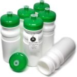 Rolling Sands USA Made 20 Ounce Sports Water Bottles - 6-Pack BPA-Free Blank Sports Bottles for Small Teams, Adults & Kids - White Bottle/Green Lid, No Smell No Taste - Image 2