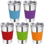 Rommeka Stainless Steel Cups for Kids, 16oz Reusable Drinking Cups Spill Proof Water Tumbler for Kids and Adults, Dishwasher Safe, 5 Pack - Image 2