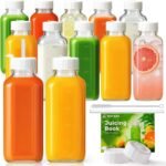 Ruckae 16oz 12 Pack Glass Juice Bottles with Lids - Reusable Square Glass Juice Bottles with Leak-Proof Lid & Capacity Marks for Containers Juicing,Milk,Smoothies - Image 2