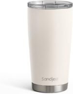 SANDJEST Beige Tumbler 20oz Stainless Steel Double Wall Vacuum Insulated, Travel Coffee Cup, Gifts for Men Women Birthday Christmas - Image 2