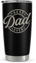 SANDJEST Best Dad Ever Tumbler with Lid - 20oz Insulated Stainless Steel Cup- Coffee Mug for Sport Travel Office, Gift for Father’s Day Birthday - Image 2