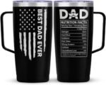 SANDJEST Dad Cup Tumbler with Handle 20oz Dad Nutrition Facts Stainless Steel Travel Coffee Mug Best Dads Gift for Fathers Birthday Christmas Valentines Gift for Men Father Daddy from Daughter Son - Image 2