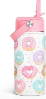 SANDJEST Donut Kids Water Bottle With Straw Lid 12oz Insulated Stainless Steel, Sprinkle Travel Tumbler, Gifts for Girls, Birthday, Christmas, Back To School - Image 2