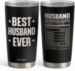 SANDJEST Husbands Tumbler 20oz, Stainless Steel Travel Cup with Lid, Best Husband Ever Insulated Coffee Mug, Husband Gifts for Men Boyfriends on Birthday Christmas Valentine - Image 2