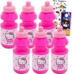 SANRIO Hello Kitty Kids 11 Oz Reusable Water Bottles - Hello Kitty Party Favor 6 Piece Bundle with 11 Oz Bottle with Pull Top Lid Plus Stickers for Girls | Bulk Hello Kitty Water Bottles - Image 2
