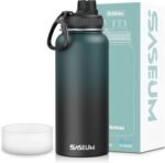 SASEUM Insulated Stainless Steel Water Bottles 32oz with Spout Lids Metal Vacuum Thermal Large Water Jug Leak-proof Reusable Flask for Sports Gym and Travel,Dark-Blue - Image 2