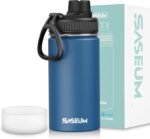 SASEUM Kids Sport Water Bottle 12oz Stainless Steel Double Wall Vacuum Thermal Mug with Leak Proof Spout Lids, Wide Mouth Metal Insulated Water Jug for Gym and Travel（Navy） - Image 2